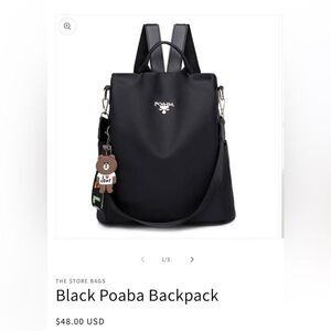 Poaba black backpack water resistant hidden pockets‎